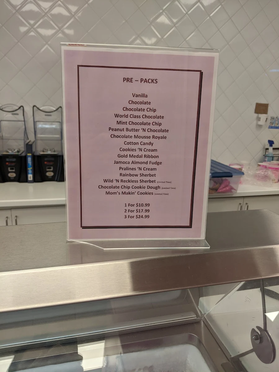 Menu, Baskin-Robbins