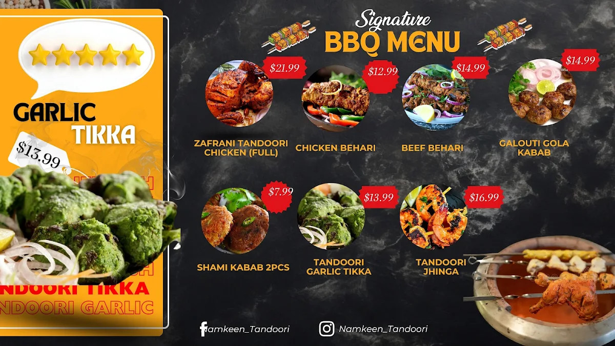 Menu, Namkeen Tandoori Halal