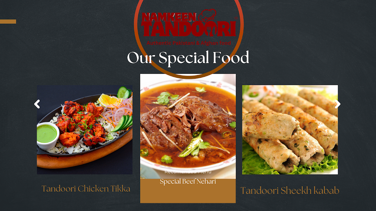 Menu, Namkeen Tandoori Halal