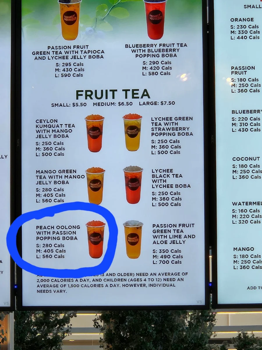Menu, Freshly Squeezed