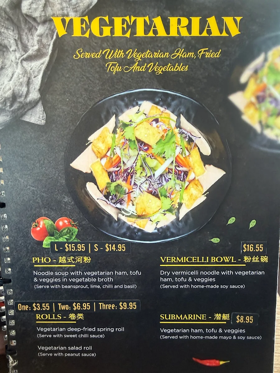 Menu, Pho 68 Richmond
