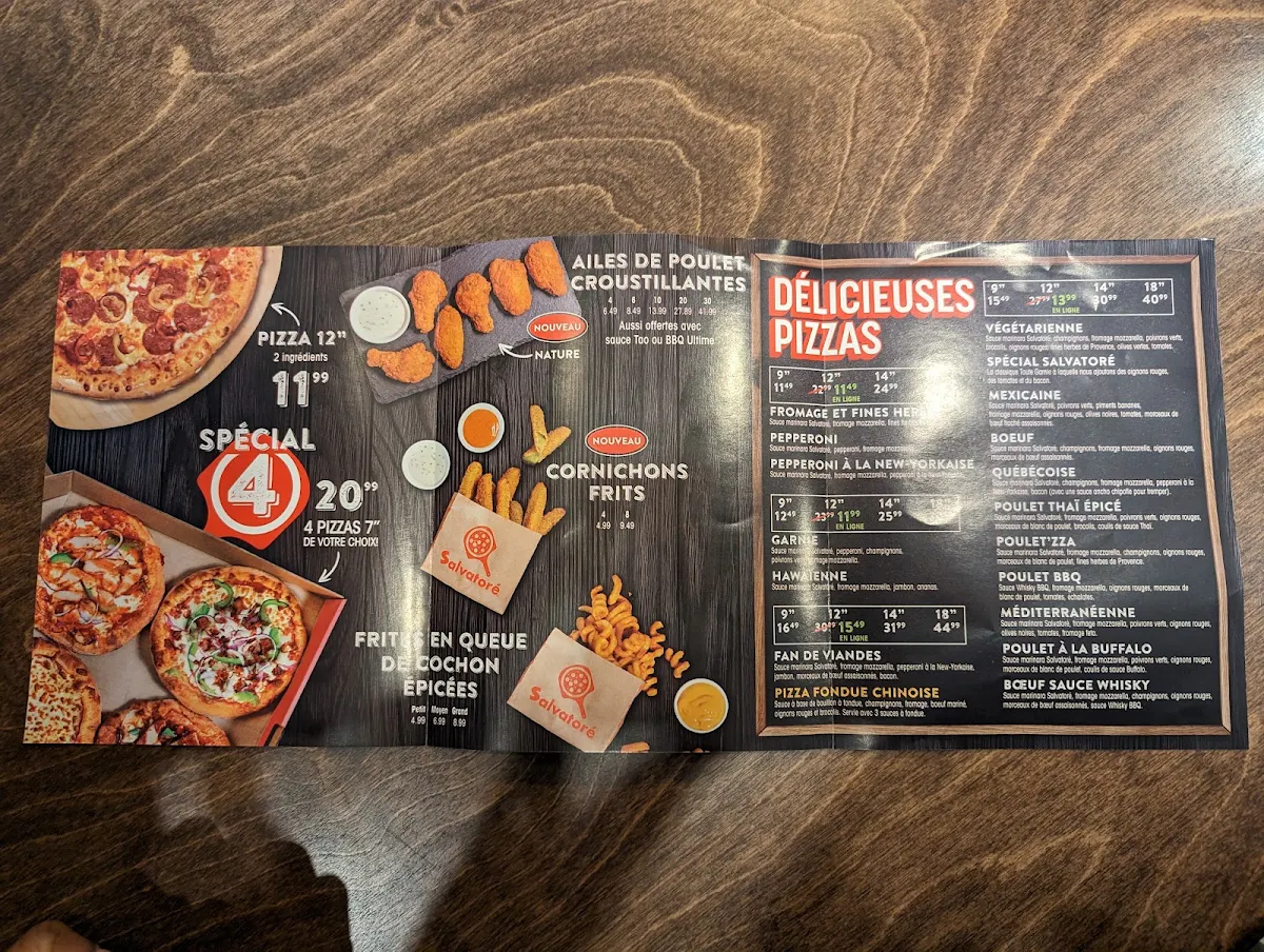 Menu, Pizza Salvatoré
