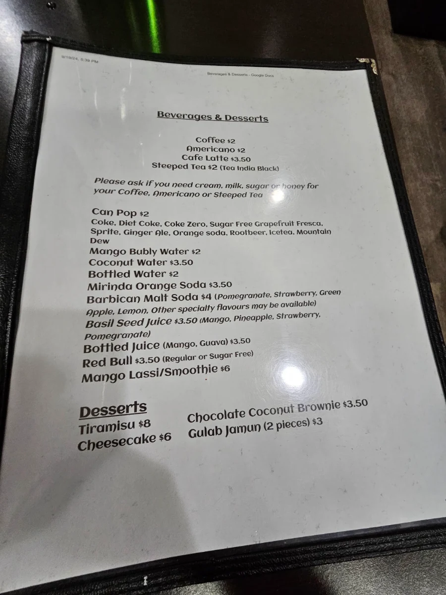 Menu, Aladin's Pizzeria & Shawarma Place