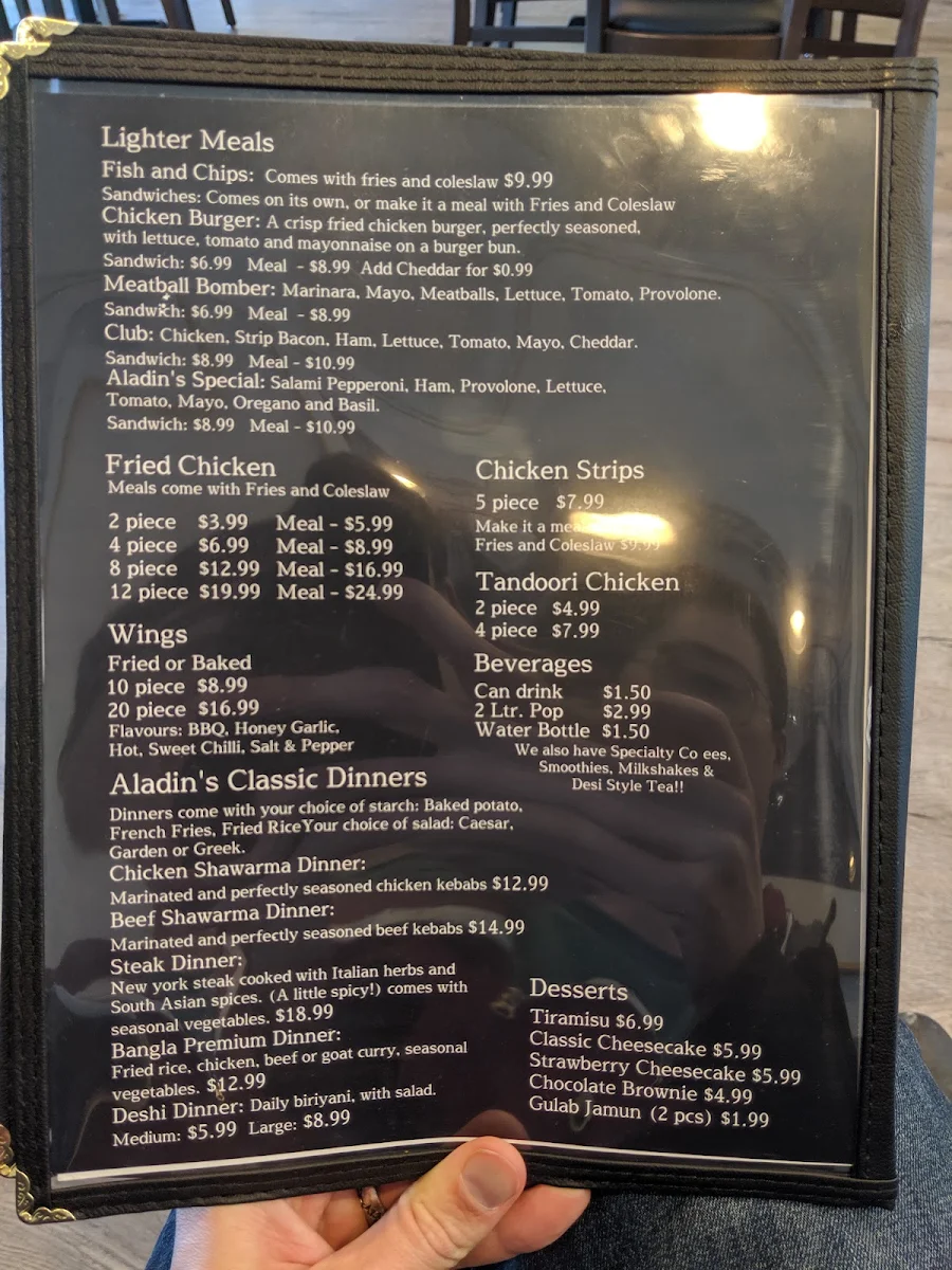 Menu, Aladin's Pizzeria & Shawarma Place