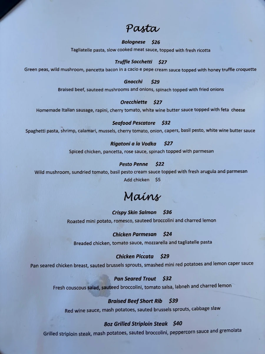 Menu, Cavallo Nero