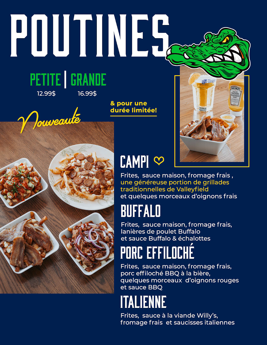 Menu, Willy's Pub