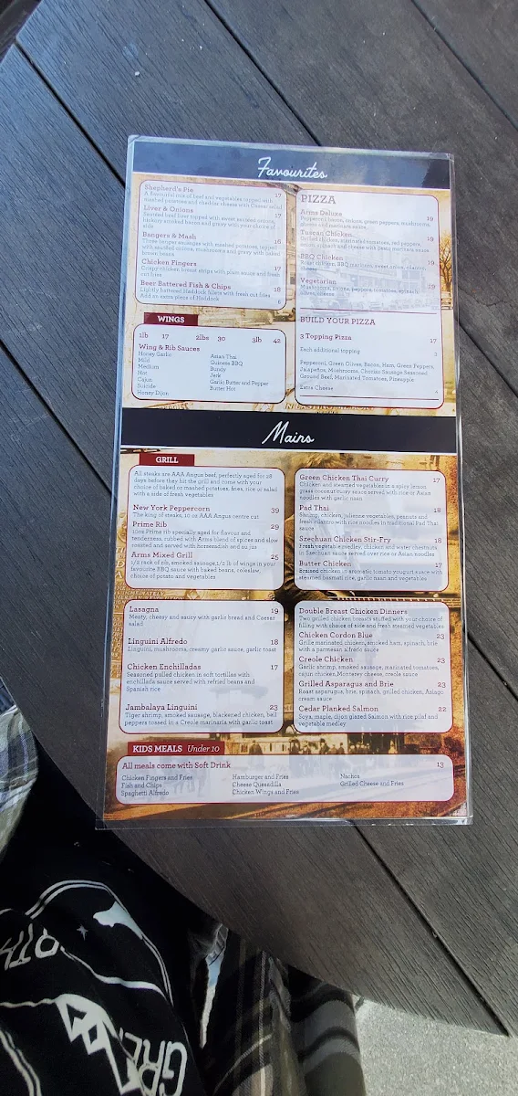 Menu, Simcoe Arms