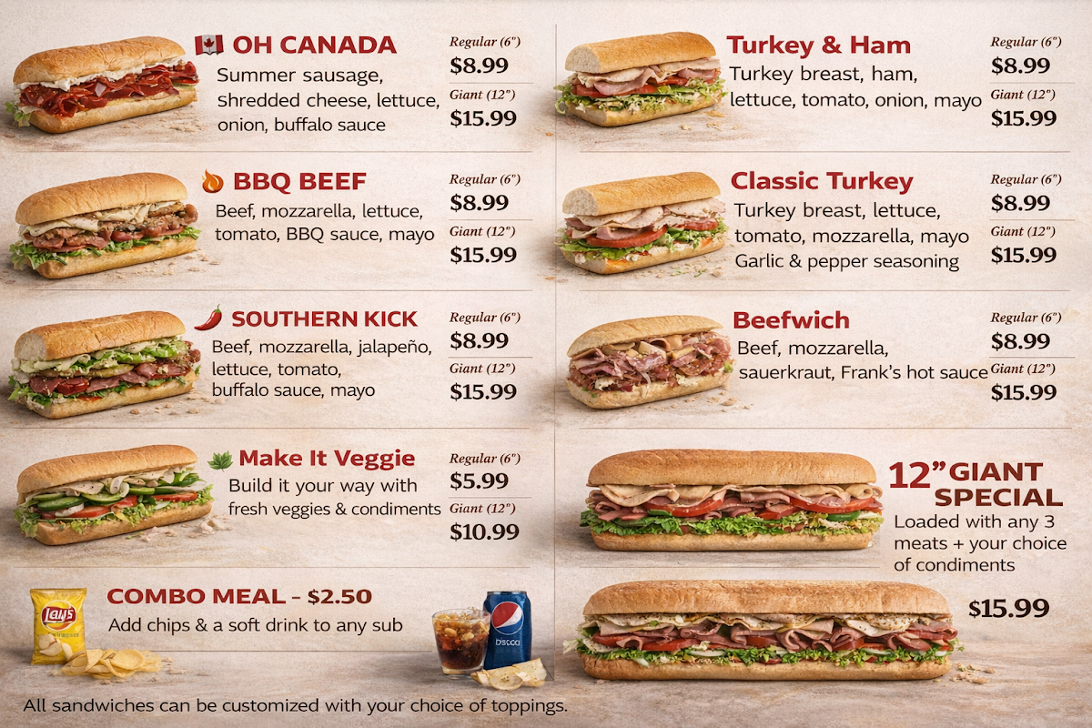 Menu, Jetts Juice