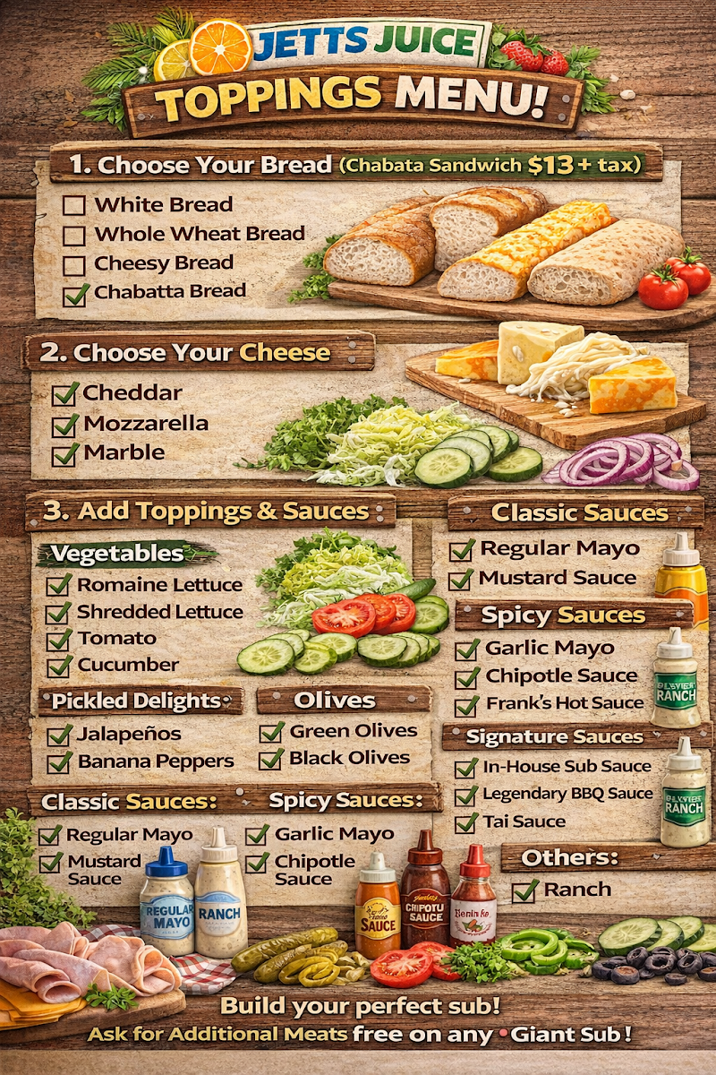 Menu, Jetts Juice