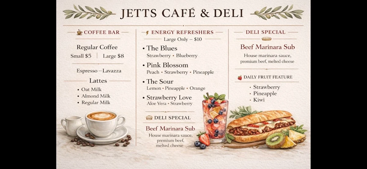 Menu, Jetts Juice