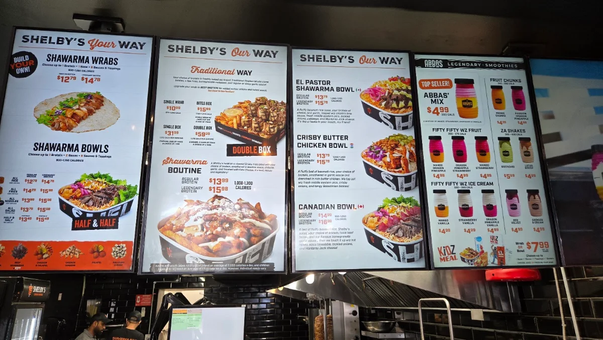 Menu, Shelby's Legendary Shawarma