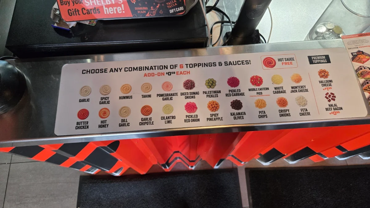 Menu, Shelby's Legendary Shawarma