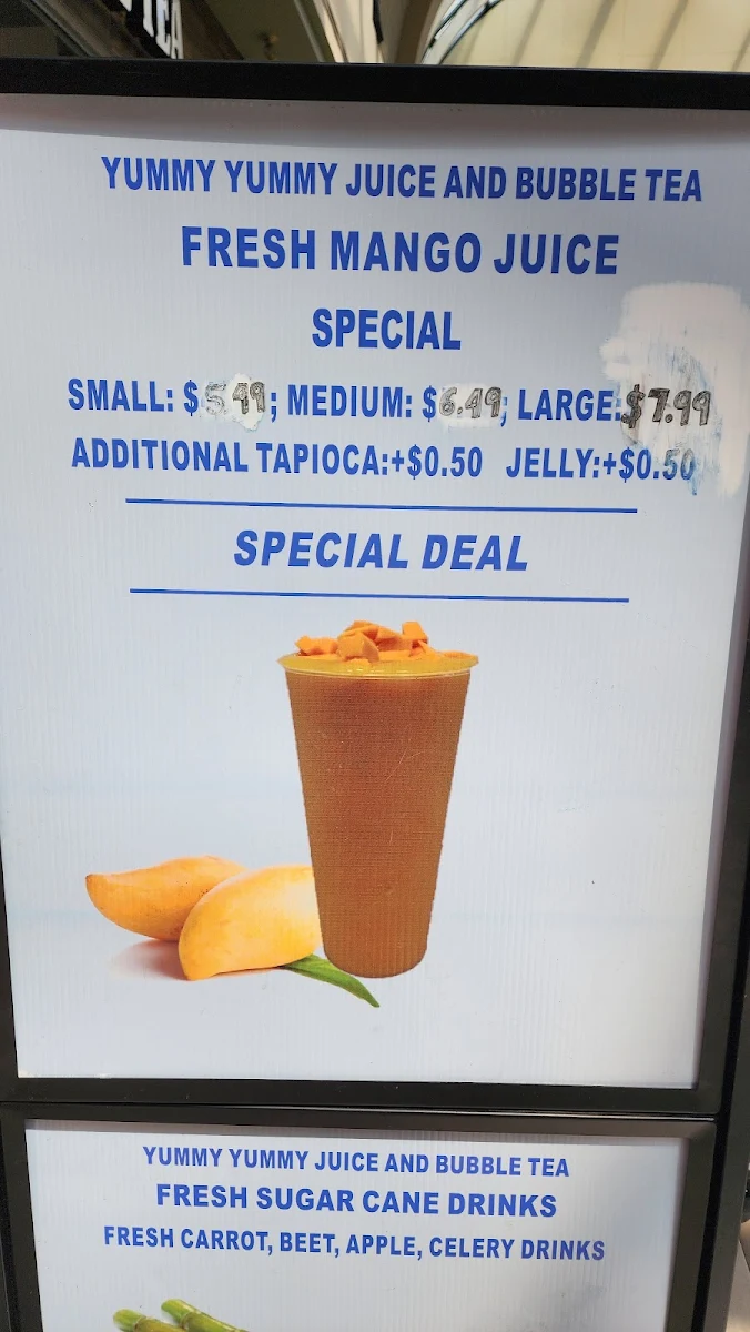 Menu, Yummy yummy juice & bubble tea