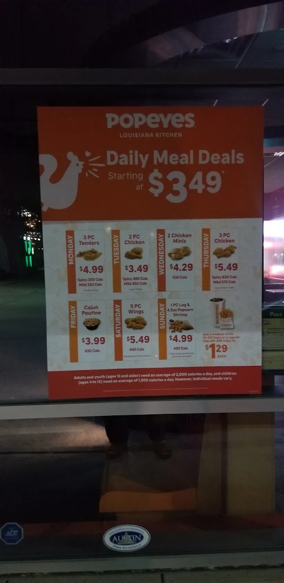 Menu, Popeyes Louisiana Kitchen