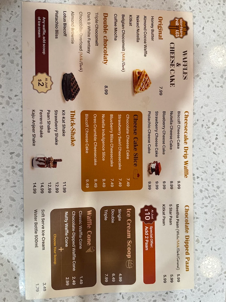 Menu, Northern Waffles
