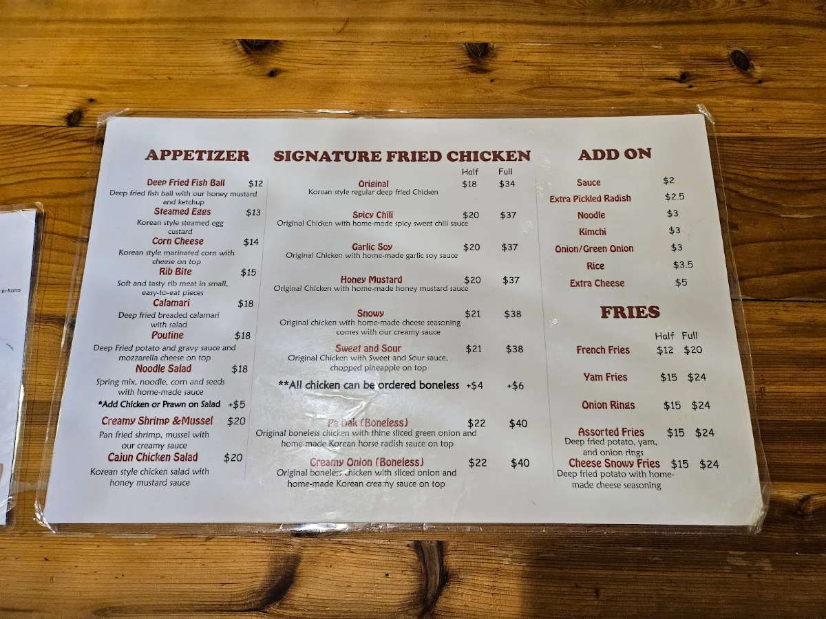 Menu, Chimac Korean Pub & Fried Chicken