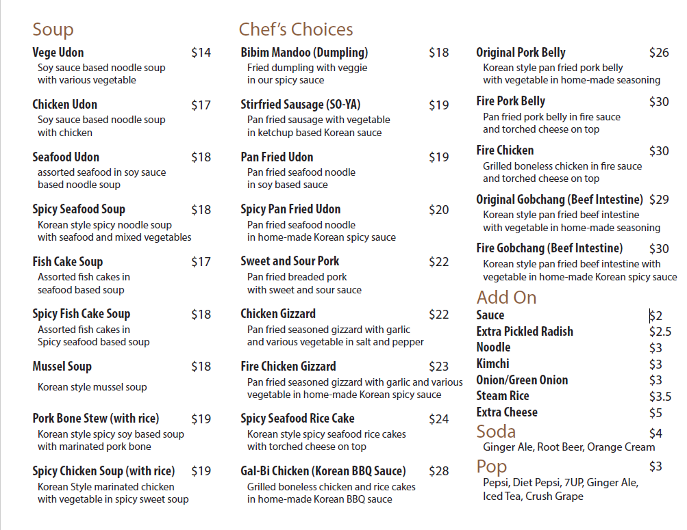 Menu, Chimac Korean Pub & Fried Chicken