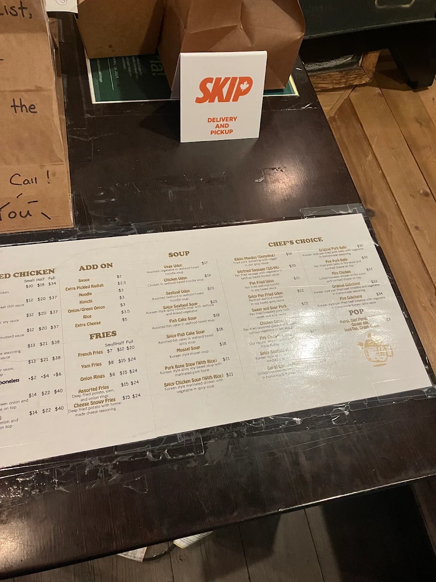 Menu, Chimac Korean Pub & Fried Chicken