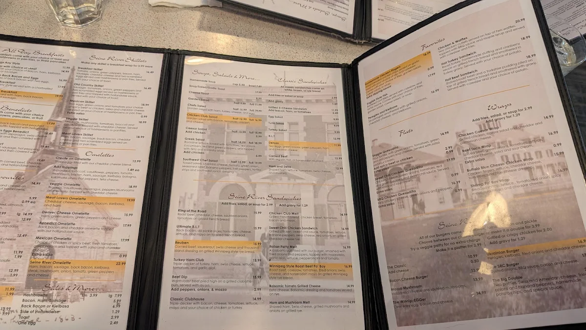 Menu, Seine River Cafe
