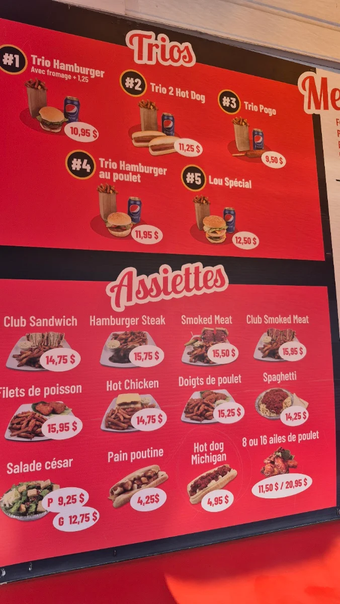 Menu, Chez Lou Patate
