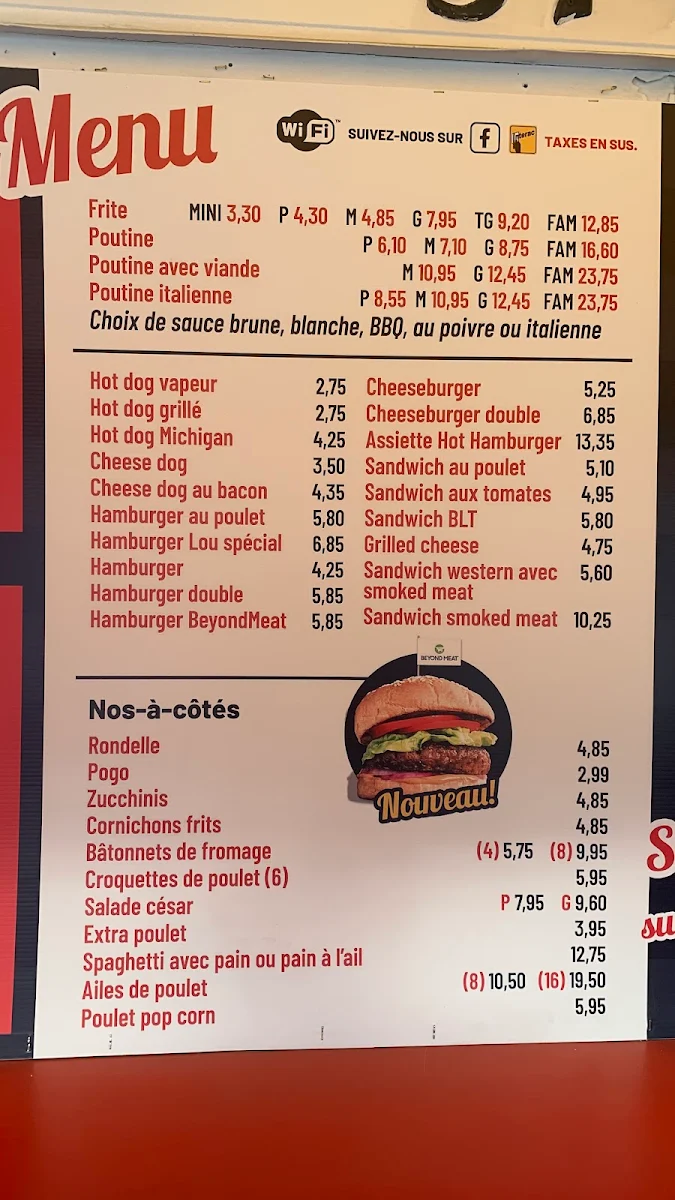 Menu, Chez Lou Patate