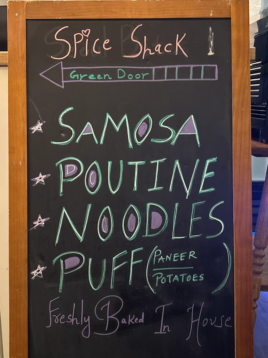Menu, Spice Shack
