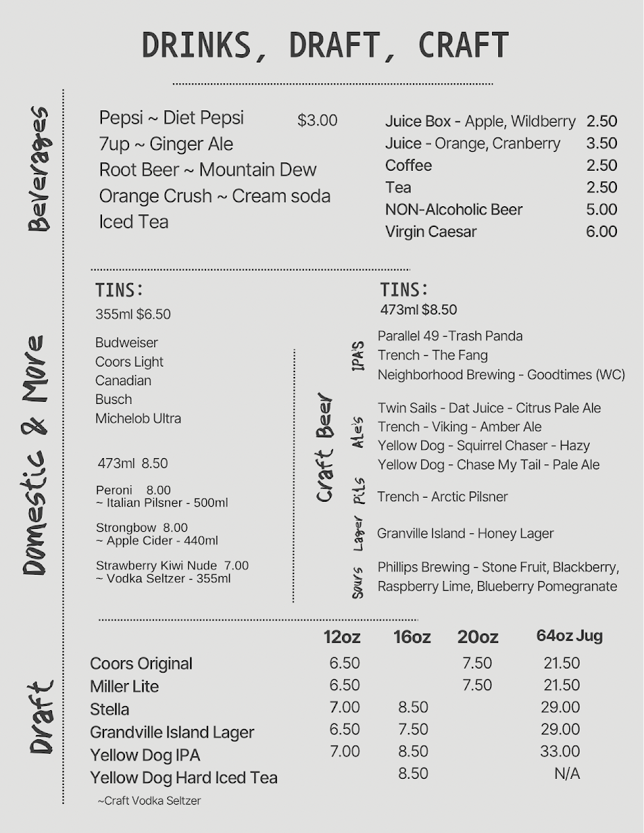 Menu, Glacier Fire Pizzeria (Wood Fired Pizza)