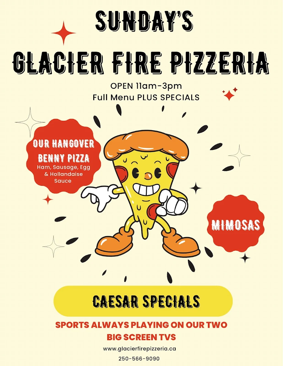 Menu, Glacier Fire Pizzeria (Wood Fired Pizza)