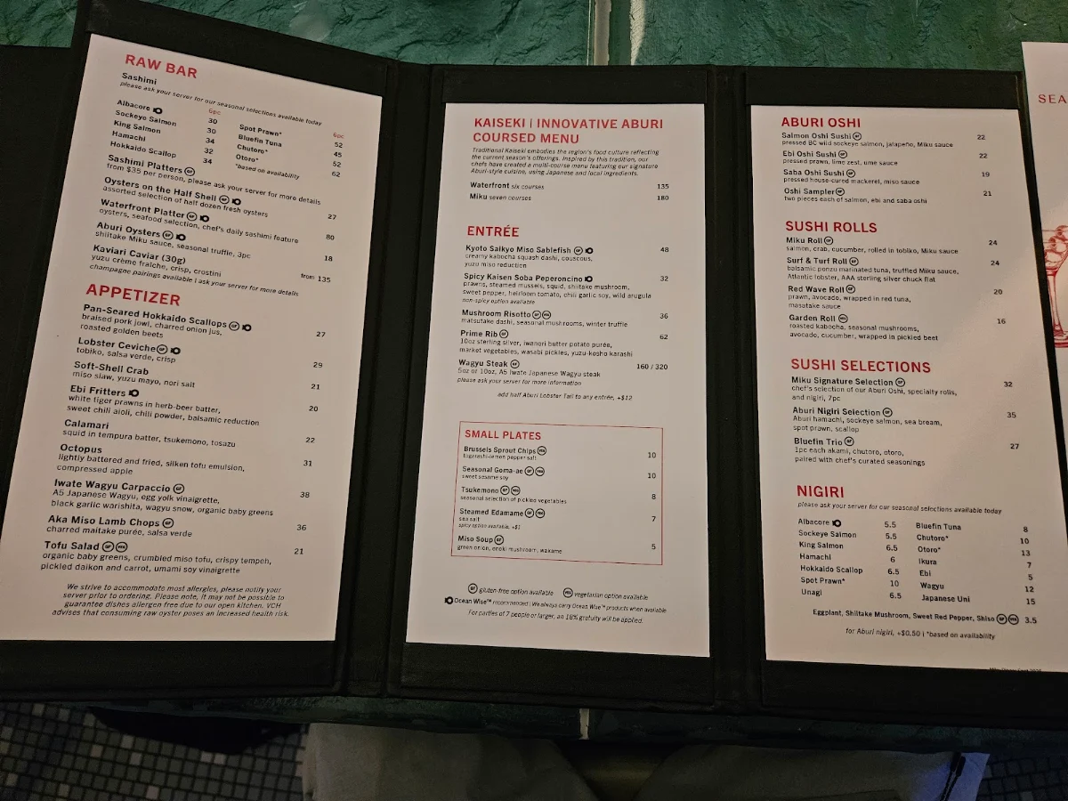 Menu, Miku Vancouver