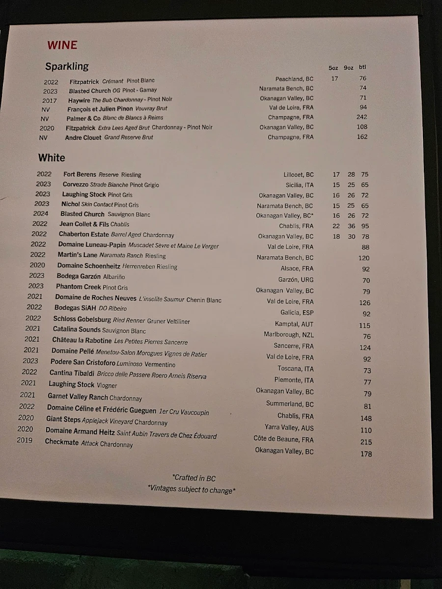 Menu, Miku Vancouver
