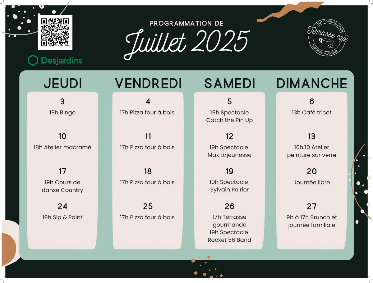 Menu, Terrasse Café