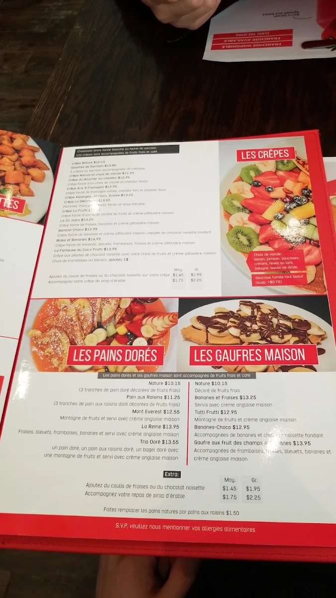 Menu, Coco Frutti St-Paul