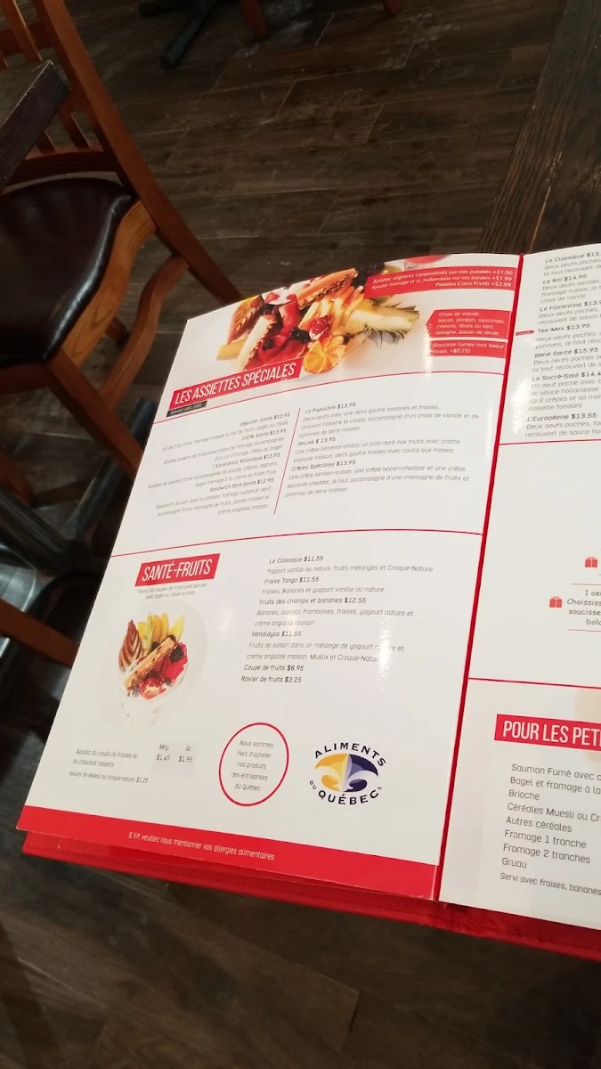 Menu, Coco Frutti St-Paul