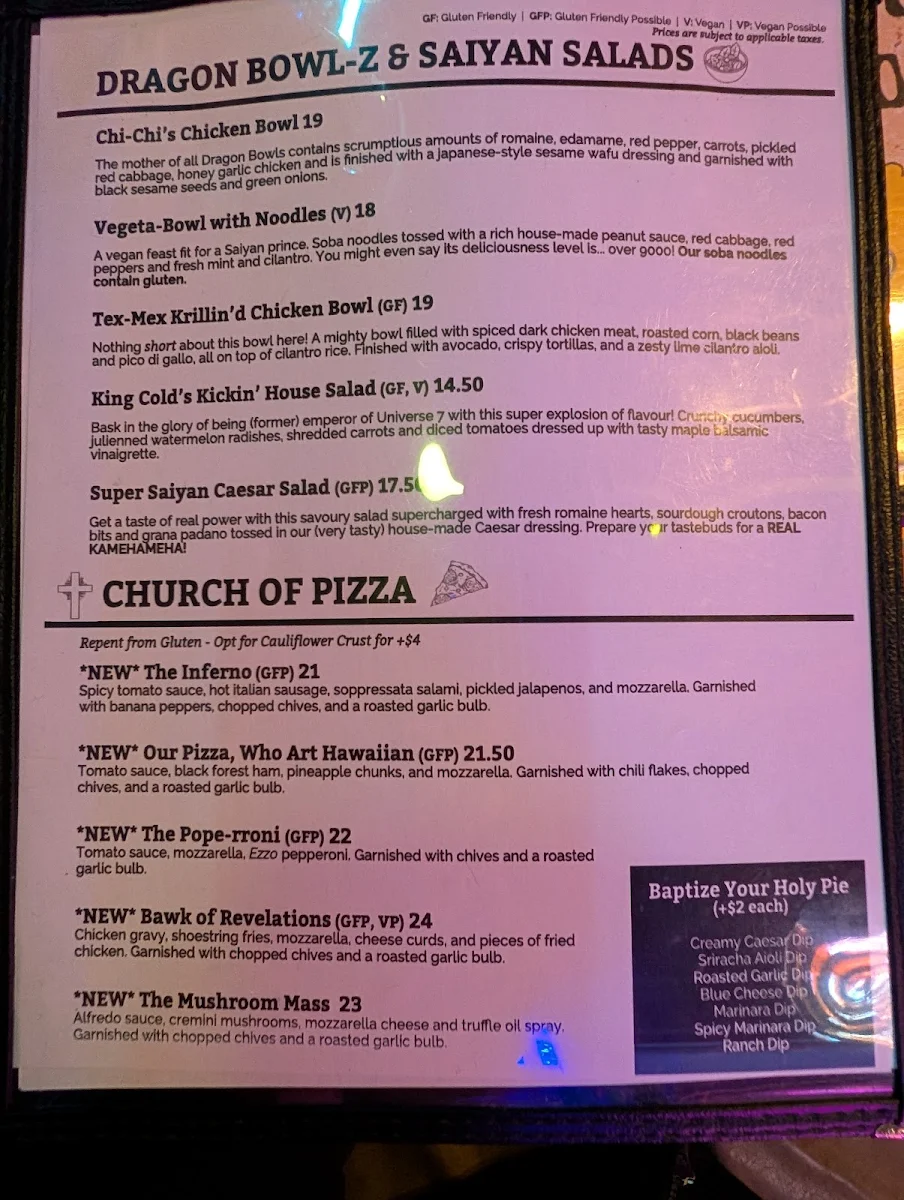 Menu, Storm Crow Manor