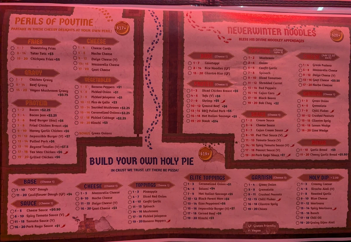 Menu, Storm Crow Manor