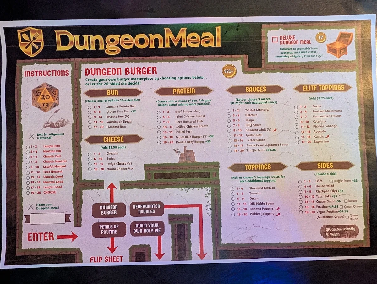 Menu, Storm Crow Manor