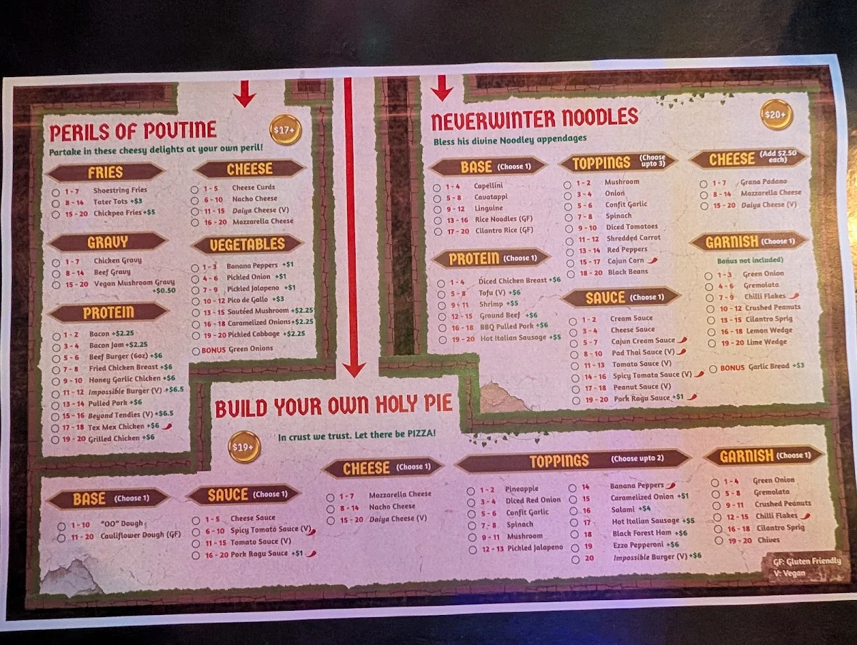 Menu, Storm Crow Manor