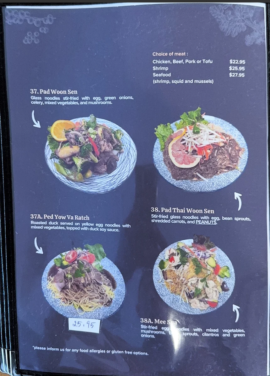 Menu, Songkran Thai Restaurant