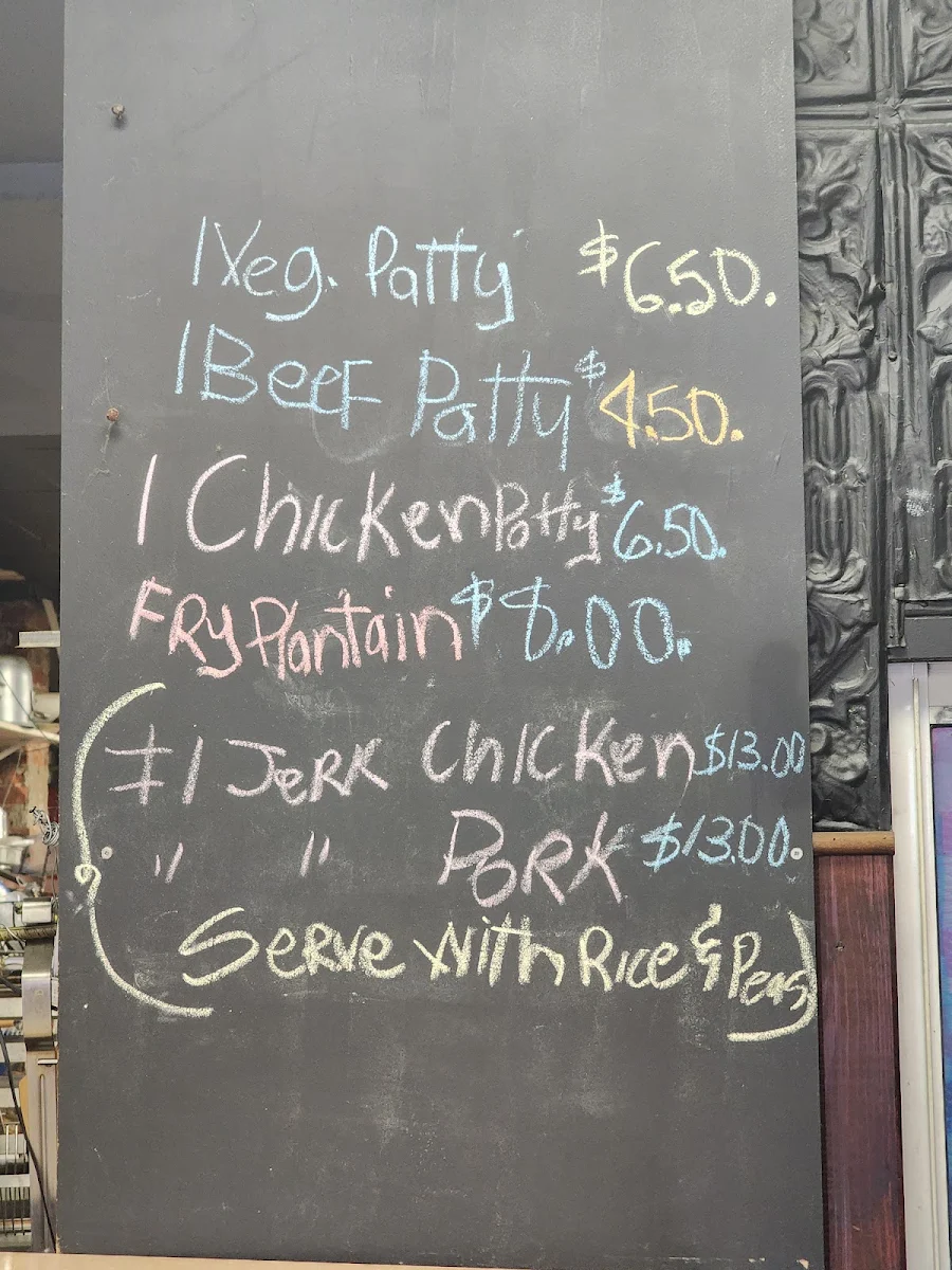 Menu, Caribbean Queen of Patties