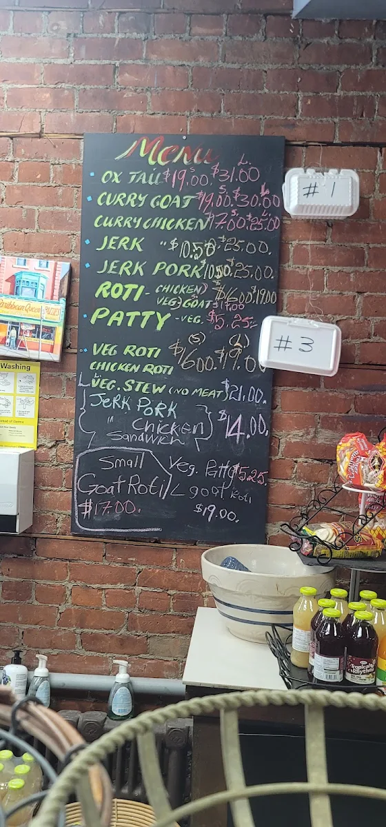 Menu, Caribbean Queen of Patties