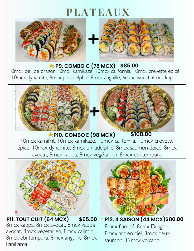 Menu, Sushi La Prairie