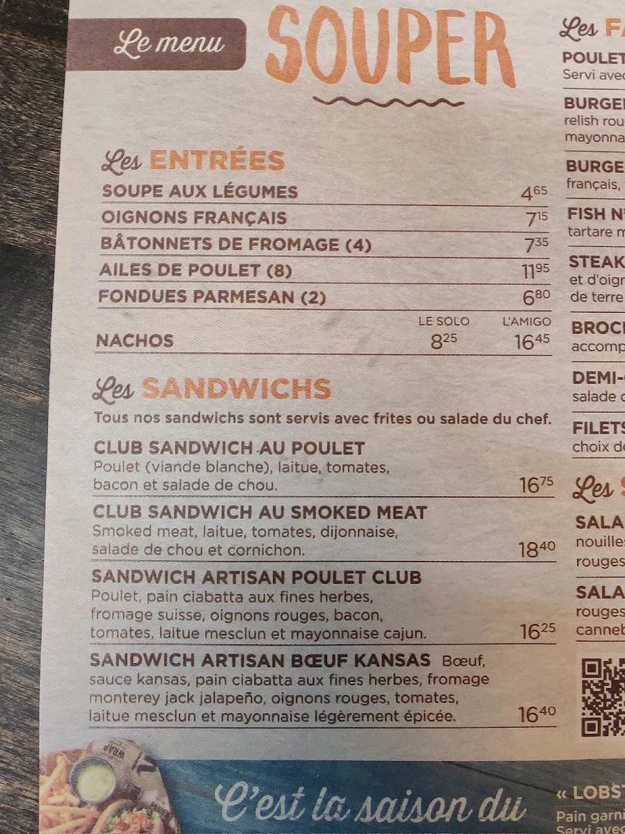 Menu, Restaurant Normandin Bernières