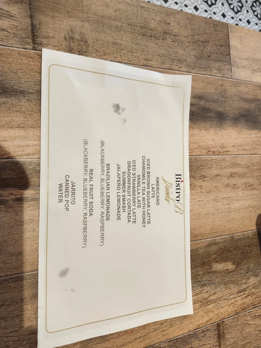 Menu, Bistro On B