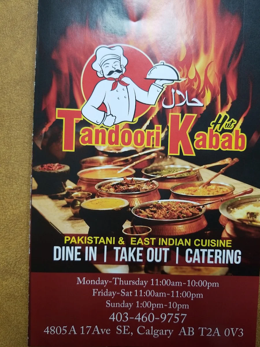 Menu, Tandoori Kabab Hut