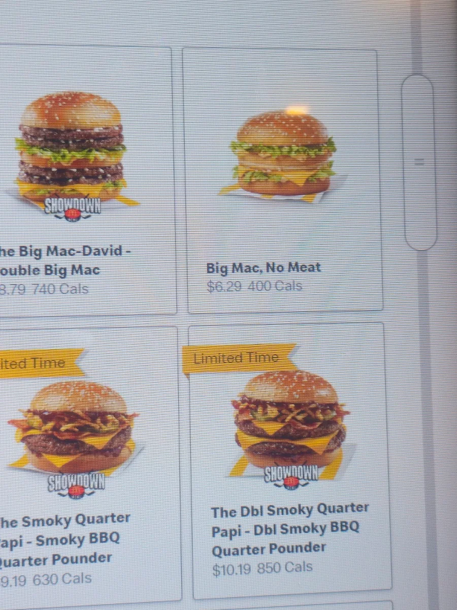 Menu, McDonald's