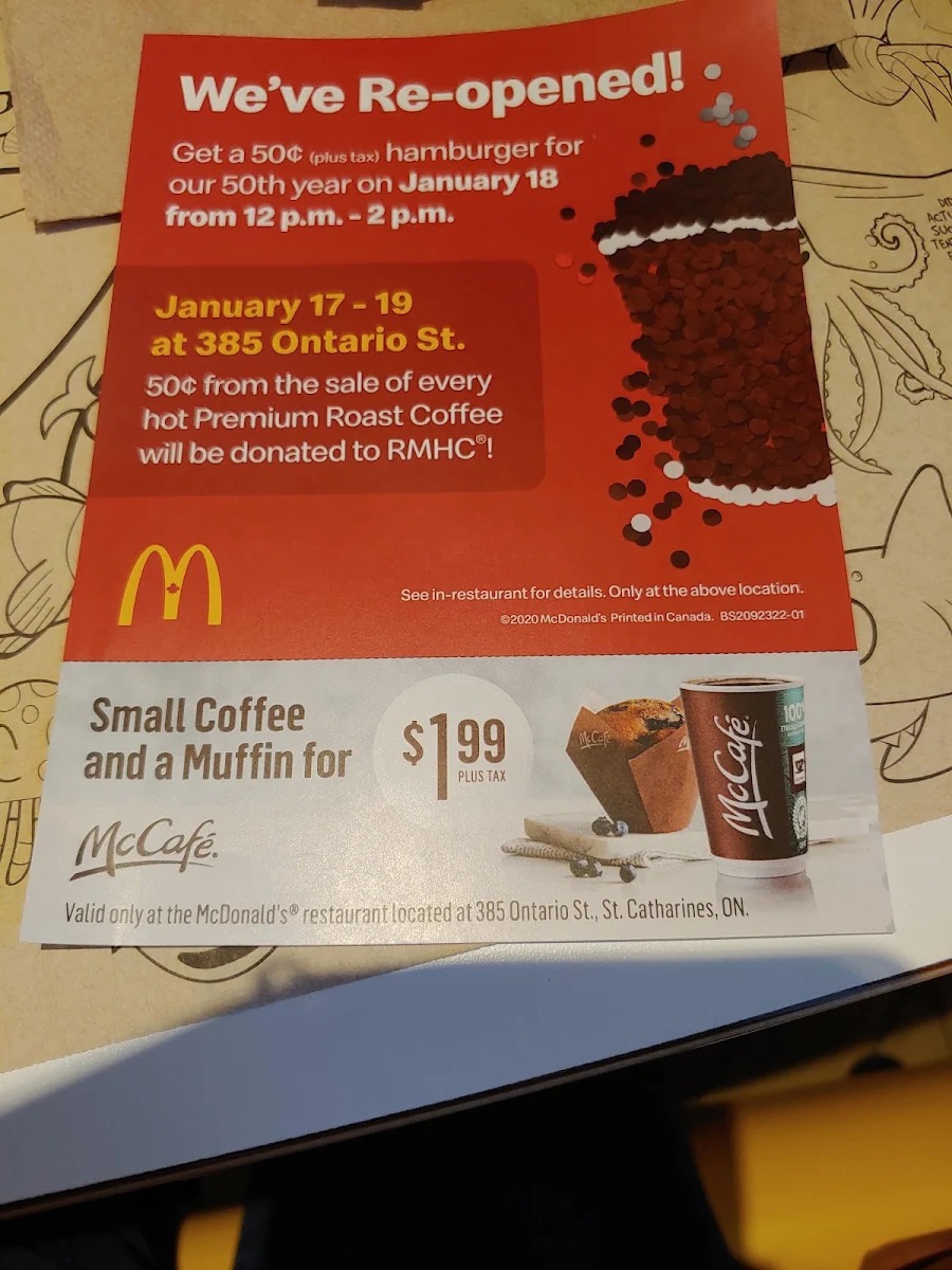 Menu, McDonald's