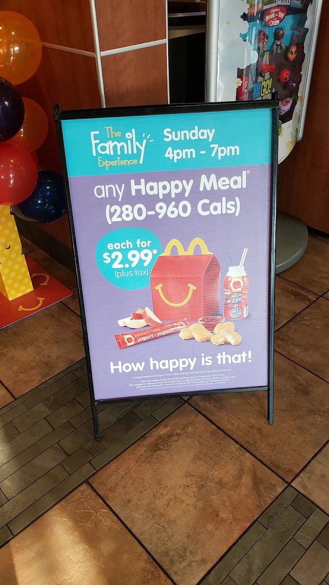 Menu, McDonald's