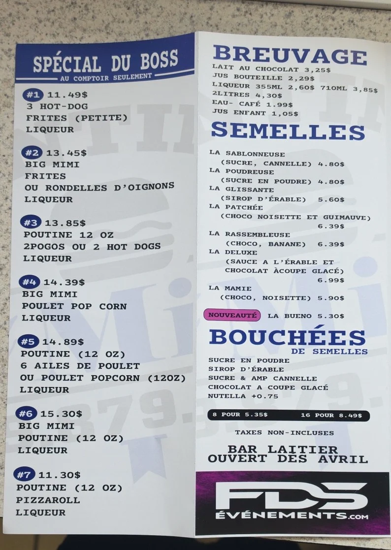Menu, Cantine Mimi