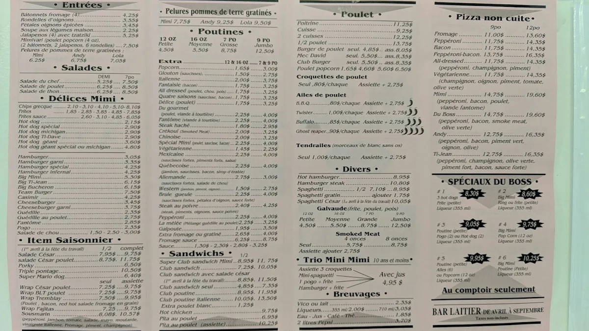 Menu, Cantine Mimi