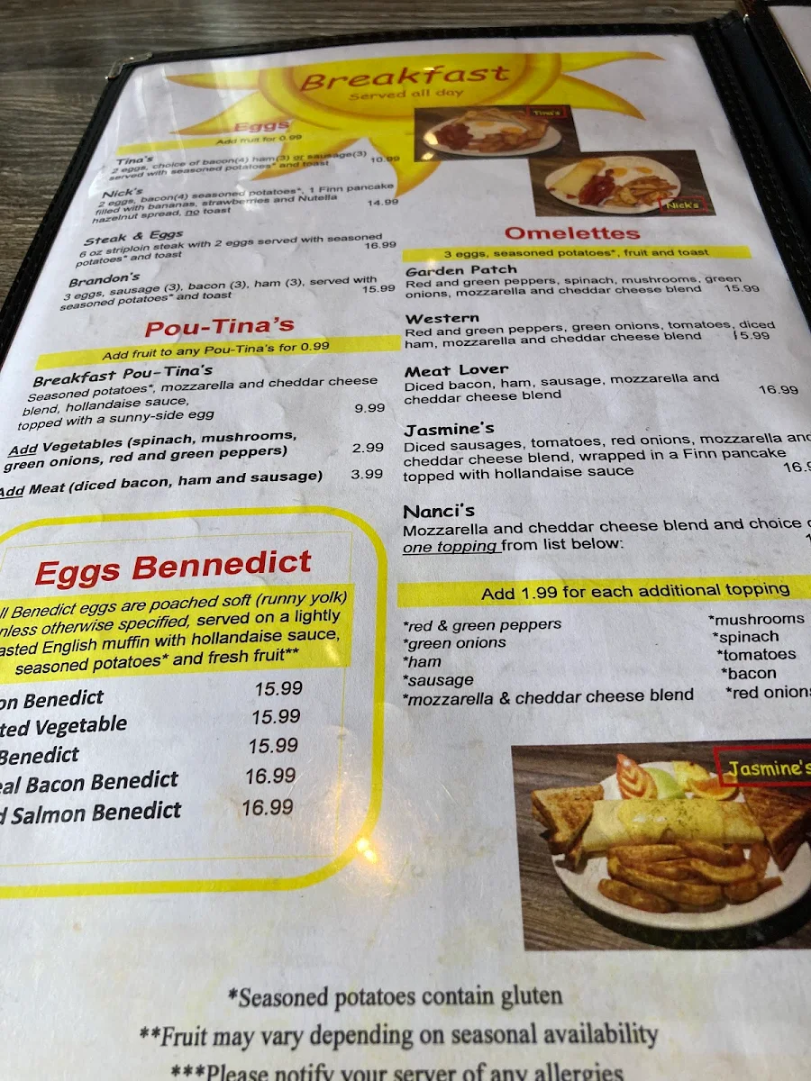 Menu, Tina's | Breakfast & Lunch
